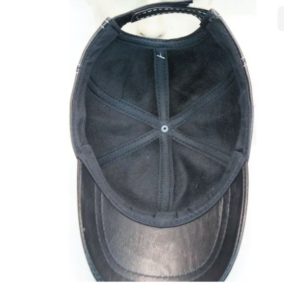 NWT Men’s 100% Genuine Lambskin Leather Baseball Hat - Picture 4 of 5